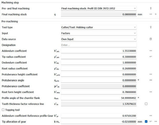 Figure 11—Windows with the definition of the profile designed for the gear Z30. KISSsoft image with kind permission by KISSsoft AG.