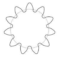 Figure 14—Gear geometry of Z11, with the base circle.